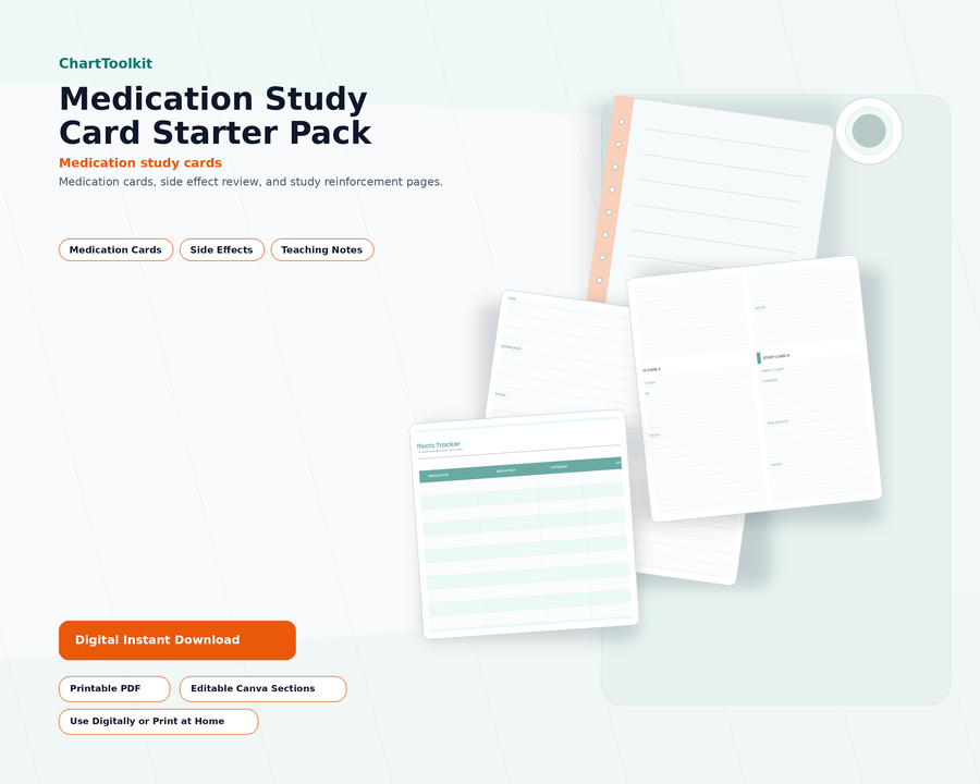 Medication Study Card Starter Pack printable digital product preview