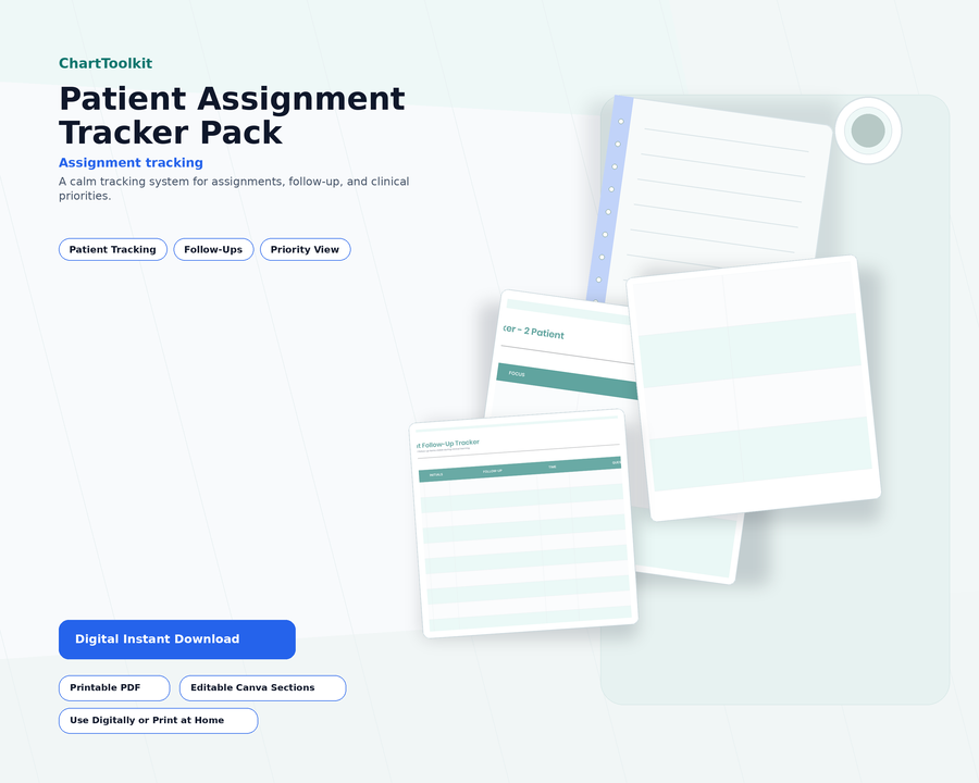 Patient Assignment Tracker Pack printable digital product preview