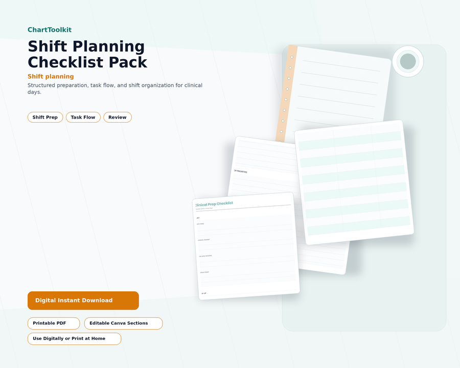 Shift Planning Checklist Pack printable digital product preview