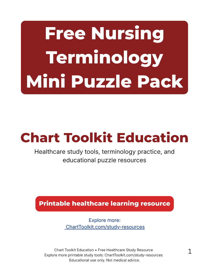 Preview of the Nursing Vocabulary Mini Pack printable resource